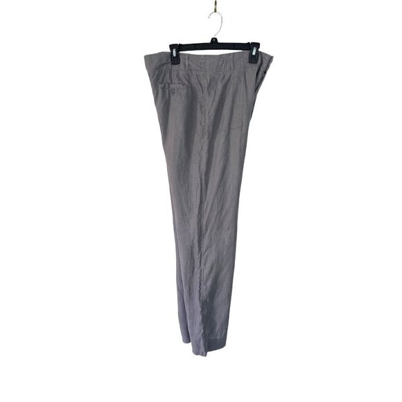 Tahari Linen Trousers Womens Size 12 Wide Leg Two Button Four Pocket Dove Gray - Picture 7 of 12